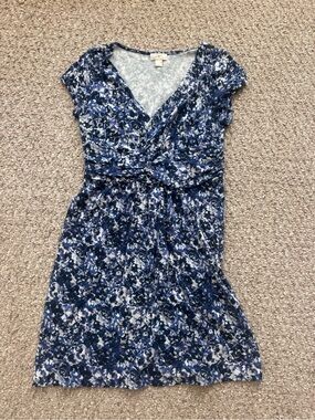 Loft Abstract Print Blue Dress